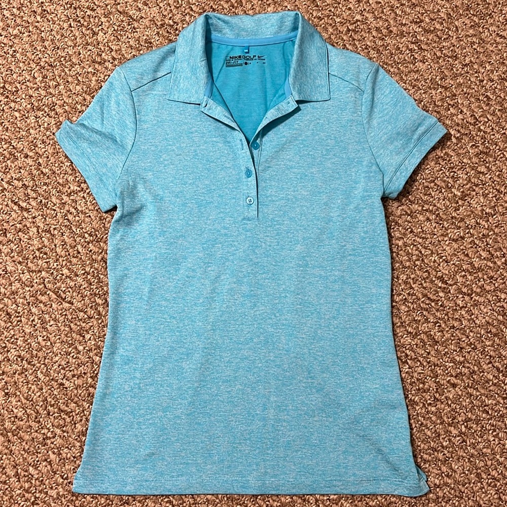 LAST CALL DONATING!! Women’s Nike Golf Polo Dri-Fit Shirt Heathered Aqua Blue